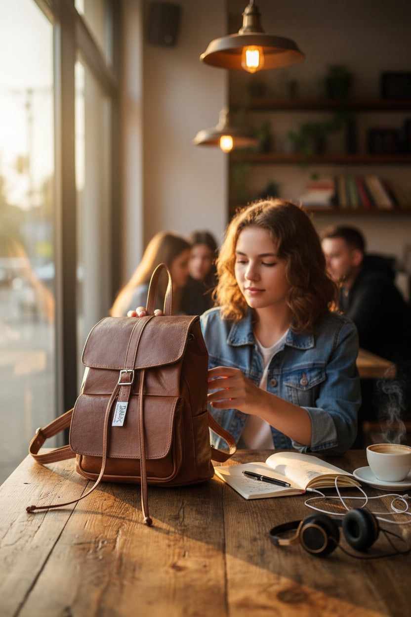 Billy Jean Backpack | Genuine Leather Backpack with Bottle Holder
